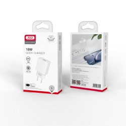 XO CE02D Usb Wall Adapter Charger QC 3.0 18W White