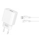 XO CE02D Wall Adapter Charger Usb QC 3.0 18W+Micro Usb Data Cable White