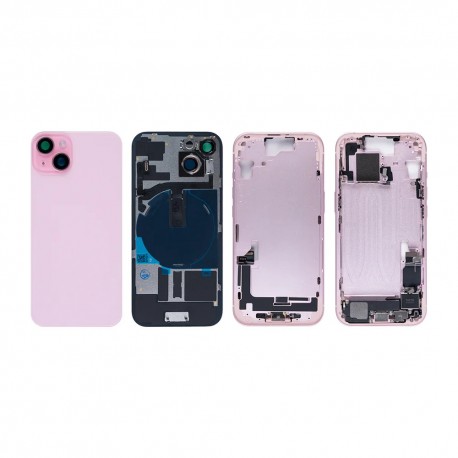 Apple iPhone 15 Full Housing All Parts(Vibra/NFC/Charging Connector/Power/Volume/Flash Flex/Sim Tray)Pink GRADE A