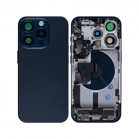 Apple iPhone 15 Pro Full Housing All Parts(Vibra/NFC/Charging Connector/Power/Volume/Flash Flex/Sim Tray) Blue GRADE A