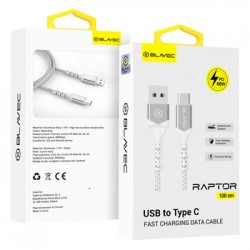 Blavec Raptor Braided CRA-UC6WS10 PD Usb/Usb-C DataCable 66W 6A 1m White