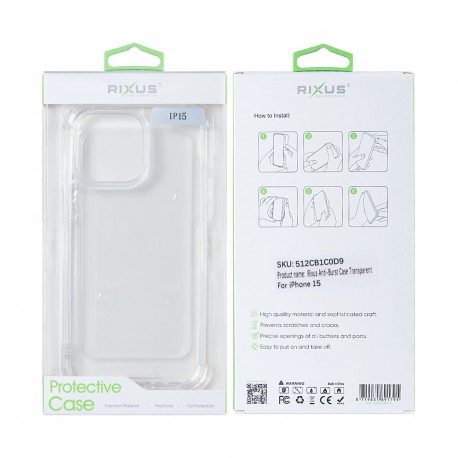 Apple iPhone 15 Rixus Anti-Burst Silicone Transparent