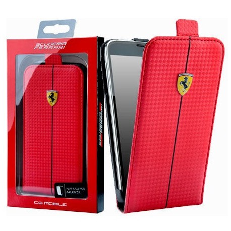 Samsung Galaxy S5 G900 FEFOCFLS5RE Ferrari Carbon Flip Case Red