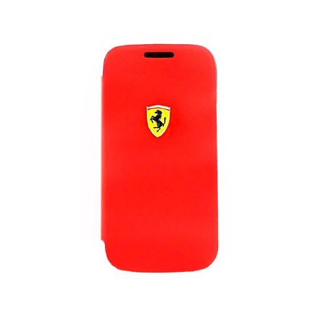 Samsung i9190 Galaxy S4 Mini FESCRUFLHS4MRE Ferrari Rubber Leather Book Case red