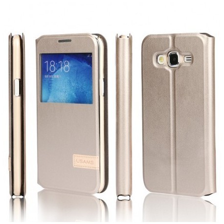 Samsung Galaxy J1 2016 Usams Muge S-View Case Gold
