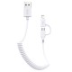 Awei Fast Charger Cable 2.4A 2 in 1 White 1m