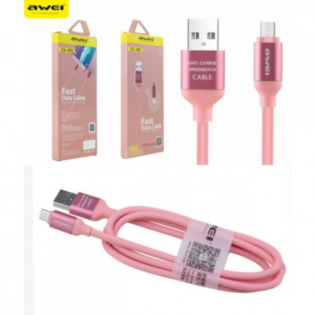 Awei CL-81 Micro Usb Fast Data Cable 1m Pink