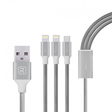 Recci RCS-H120 Fast Charger Cable 3in1 Grey 1.2m