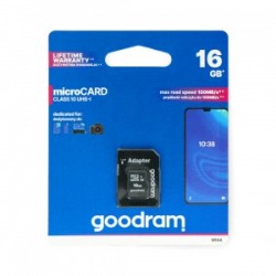 Goodram MicroSD Card 16GB+Adapter Class 10 Up to 100MB/s