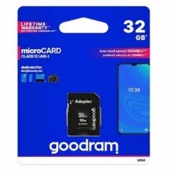 Goodram MicroSD Card 32GB+Adapter Class 10 Up to 100MB/s