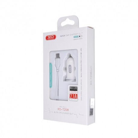 XO TZ-08 Car Charger Type-C 2USB 2.1A White
