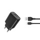 XO L57 Travel Adapter 2Usb+Type-C Cable 2.4A Black
