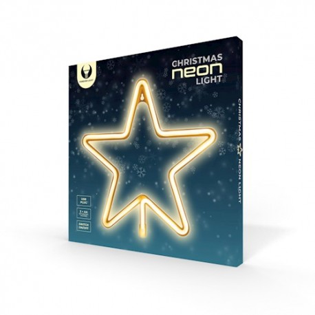 Neon LED Light CHRISTMAS PENTASTAR warm white Bat+USB FLNE22 Forever