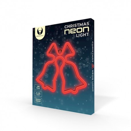 Neon LED Light CHRISTMAS BELLS Red Battery+USB FLNE17 Forever