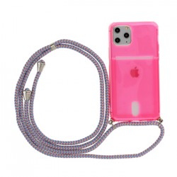 Apple iPhone 12 Pro Max Testa Neck Strap Fluo Silicone Pink