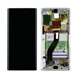 Samsung Galaxy Note 10 Lcd+Touch+Frame+Battery Aura White ORIGINAL