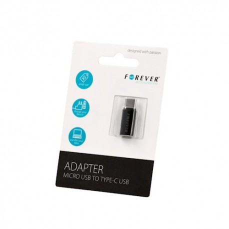 Forever adapter Micro Usb to Type-C Black