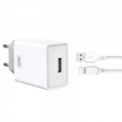 XO L93 Travel Adapter 1Usb+Type-C Data Cable White