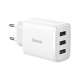 Baseus Travel Adapter 3Usb 17W White