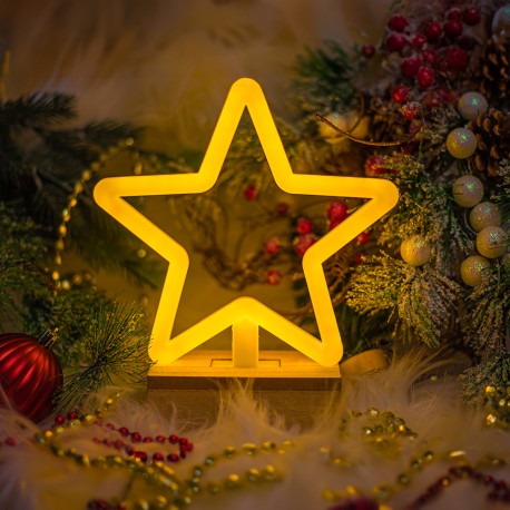 NEON Wood Led Stand STAR Warm White FLNW04 Forever Light