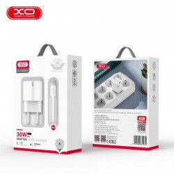 XO CE06 PD Type-C Wall Adapter 30W+Type-C/Lightning Cable White