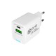 Prio Type-C Wall Adapter 45W PD PPS Fast Charger+QC 3.0 USB A White