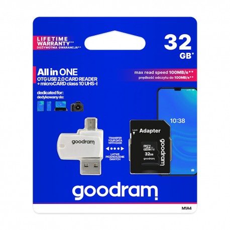 Goodram MicroSD Card 32GB+Adapter Class 10 UHS-1+Card Reader
