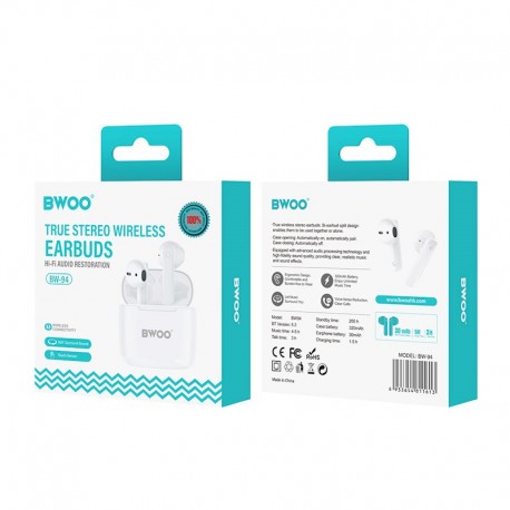 BWOO BW94 TWS Wireless Earphones White