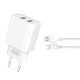 XO CE02C Wall Adapter 2Usb+Micro Usb Cable 2.1A White