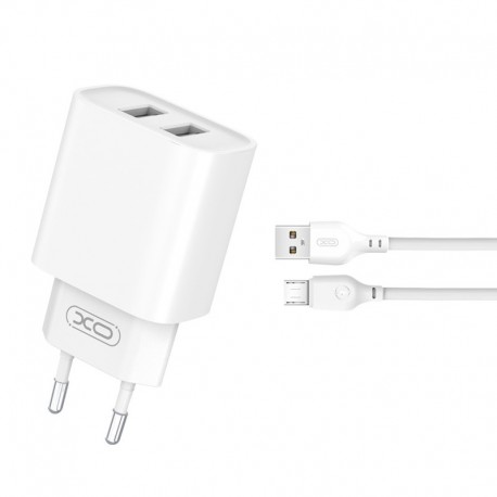 XO CE02C Wall Adapter 2Usb+Micro Usb Cable 2.1A White